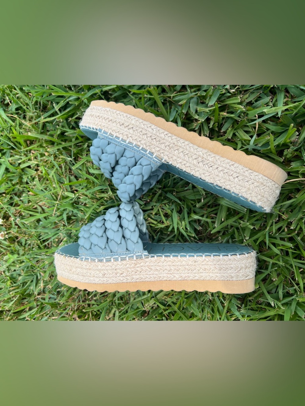 Beach by Matisse Teal Blue Braided Platform Sandals Size 9M - Picture 7 of 9